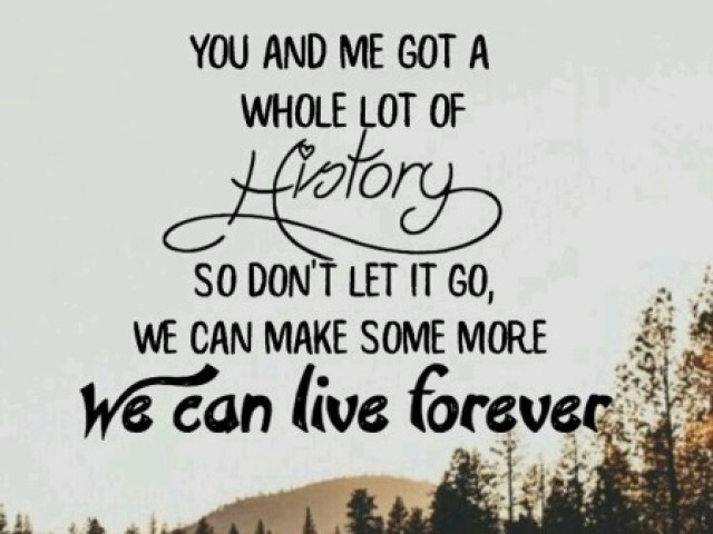 " You and me got a whole lot of history só don't let it go, we can make some more we can live forever "