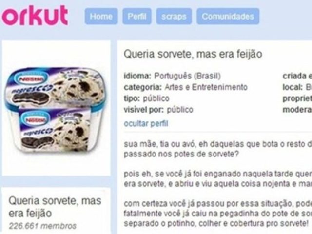 Queria sorvete, mas era feijão