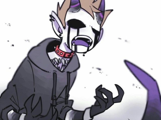 Um monstro roxo metade humano