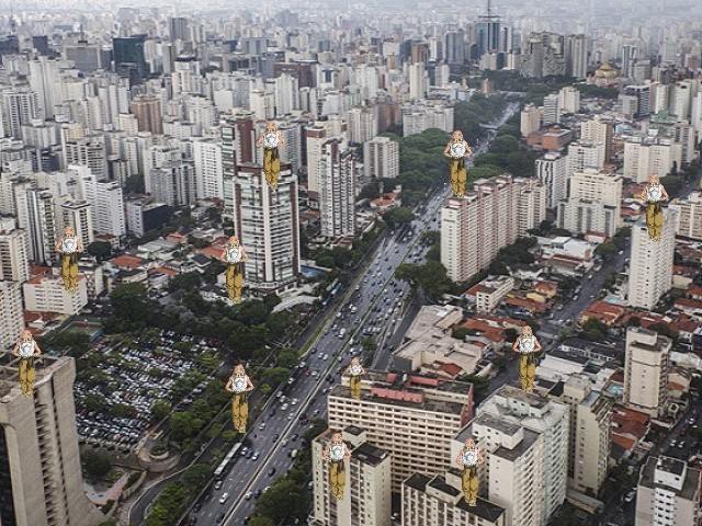 na cidade