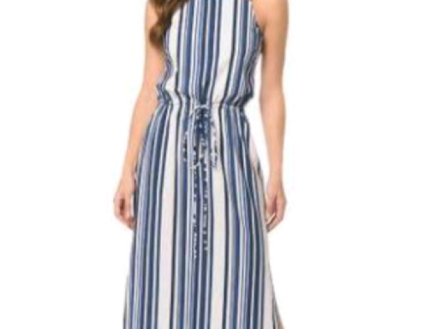 Um vestido lindo com vários tons de azul com branco