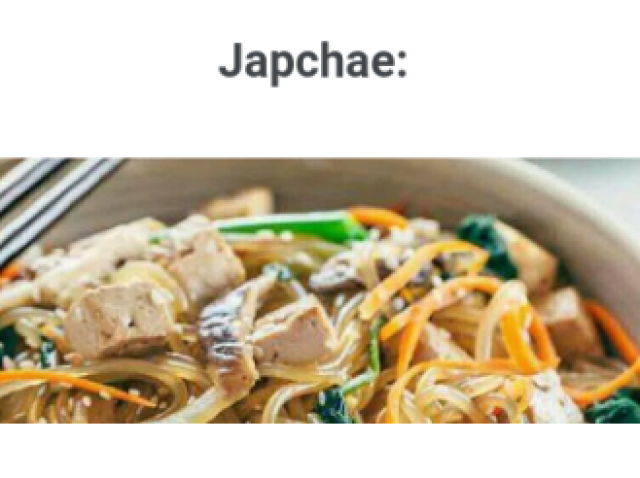 Japchae e carne