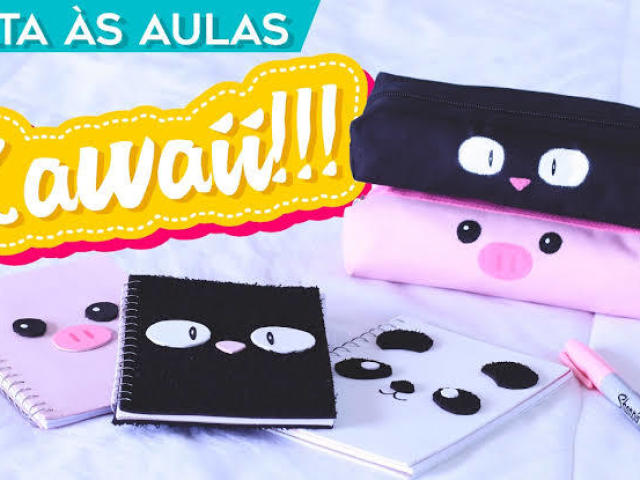 Material escolar kawaii.