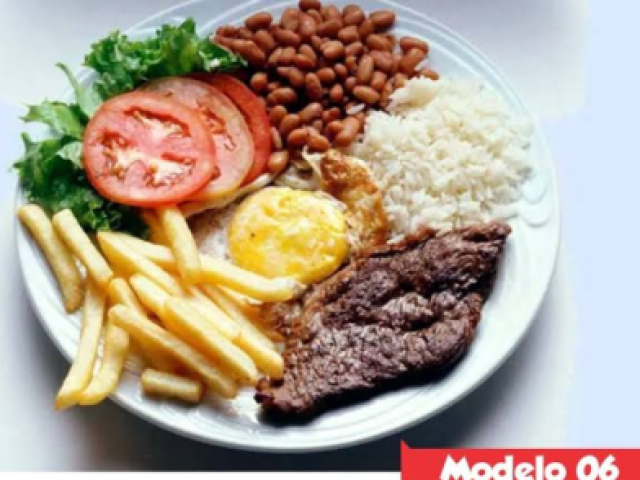 Arroz
Feijão
Bife
Salada
Ovo
Batata frita