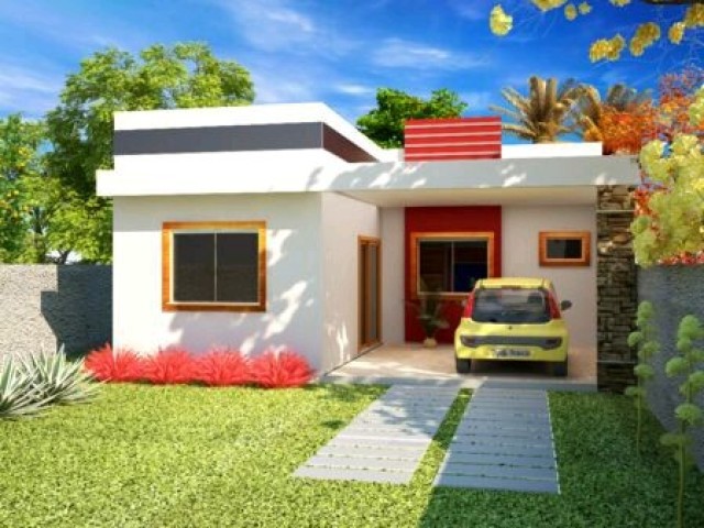 Casa com um jardim simples