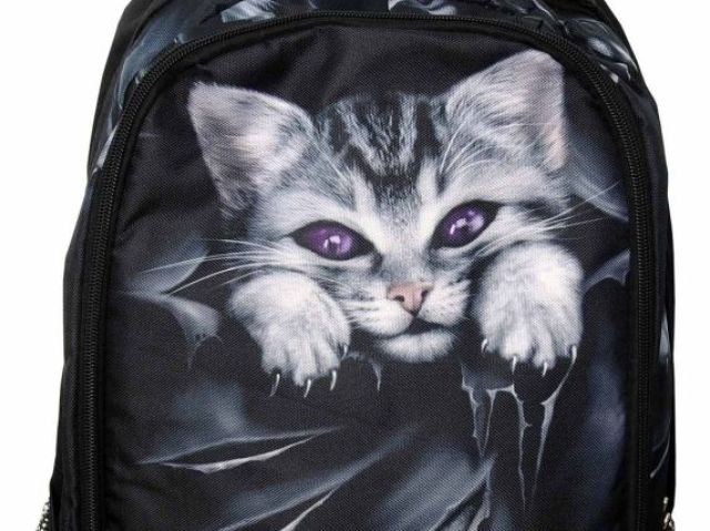 Uma mochila gotica e com gatos?! Amei!