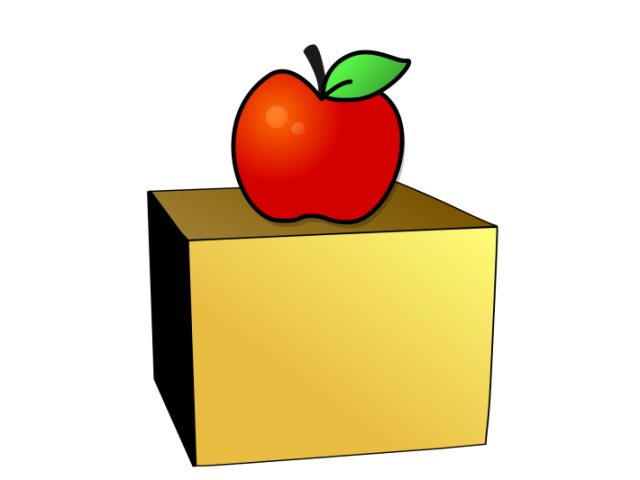 The apple is in the box.