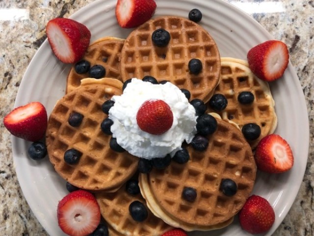 Waffles,um café da manhã bem gostoso