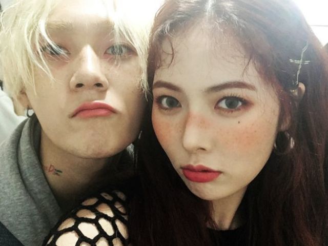 Hyuna (solista) e E'dawn (Pentagon) 
(Eles ainda estão juntos)