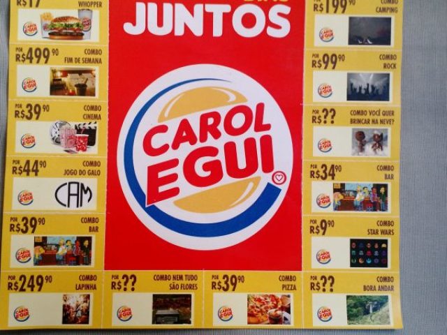 Colocou nossos nomes no coiso do BK.