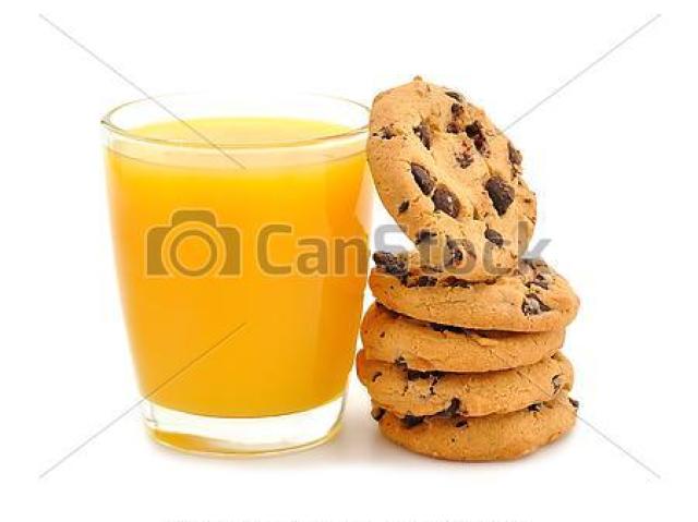 Suco e biscoito