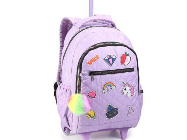 MOCHILA DE RODINHAS COM UMA VIBE BEM DE UNICORNIO