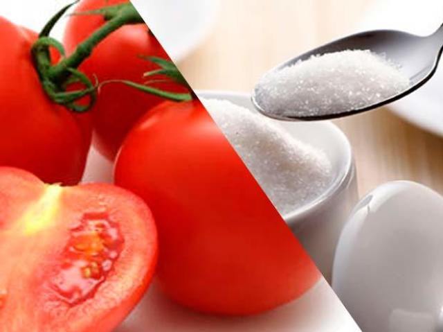 Comer tomate com açúcar