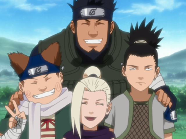 Time Asuma, junto de Ino, Choji e Shikamaru.