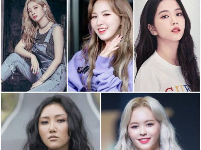 Hwasa (Mamamoo), E:U (Everglow), Dahyun (Twice), Wendy (Red Velved) e Jisso (Blackpink).