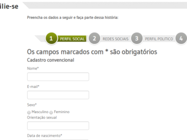 Formulário de filiação à UJS