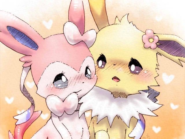 Sylveon e jolteon (amor diferente é fofinho)