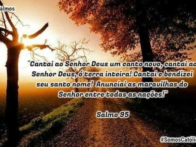 Salmos 95
1 Vinde, cantemos ao SENHOR; jubilemos à rocha da nossa salvação.