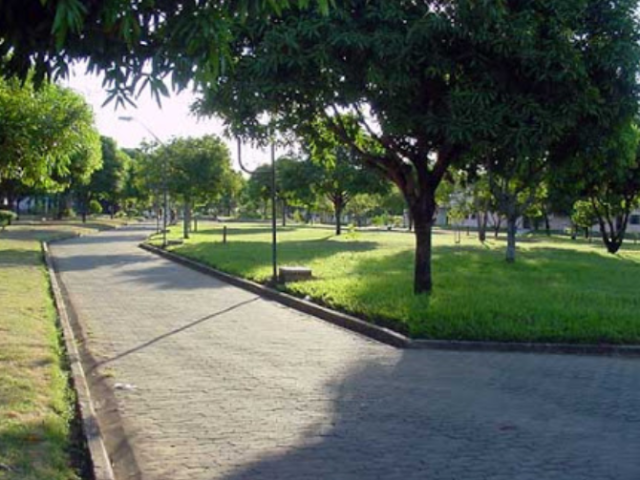 uma praça,gosto de estar em harmonia com a natureza um local quieto,calmo