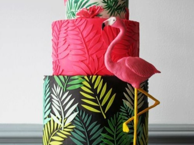 Bolo de flamingo!