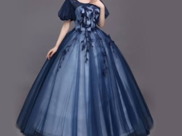 👗Vestido azul escuro estilo princesa👗