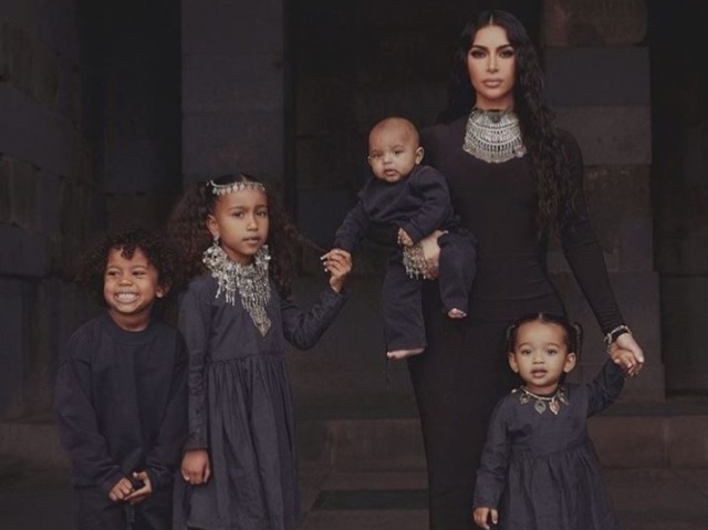 kim e filhos