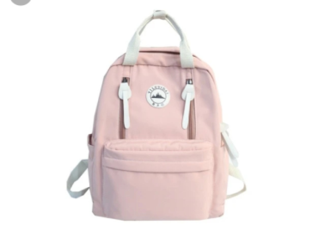 Uma mochila rosa pastel linda com fechos🦄