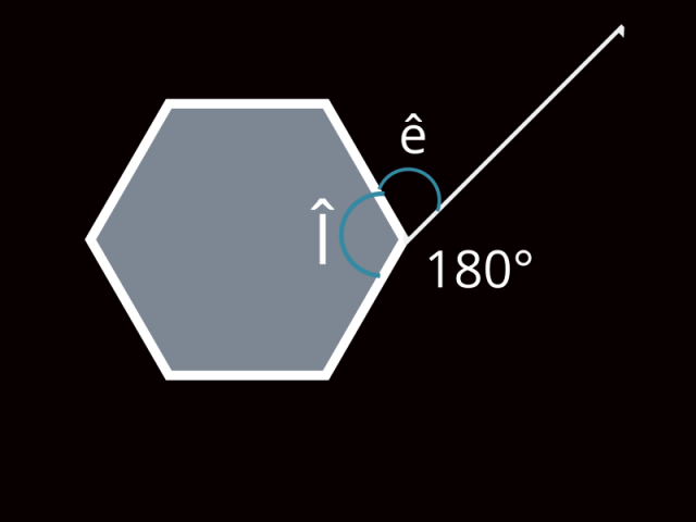 O ângulo externo mede 60°