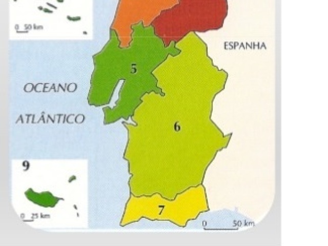 1-Entre Douro e Minho; 2-Trás-os-Montes; 3-Beira Interior; 4-Beira Litoral.