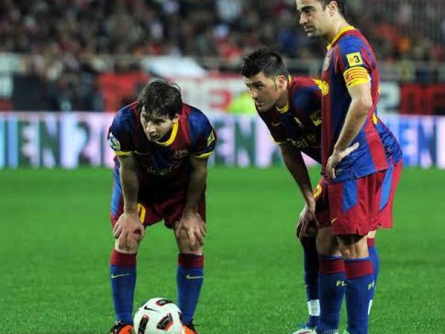 Messi,Villa, Xavi