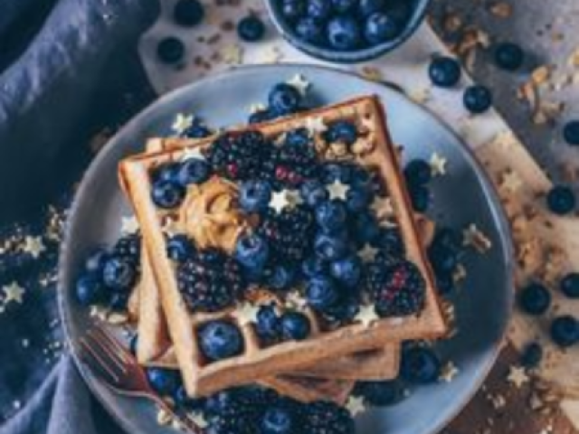 Waffles com blueberry