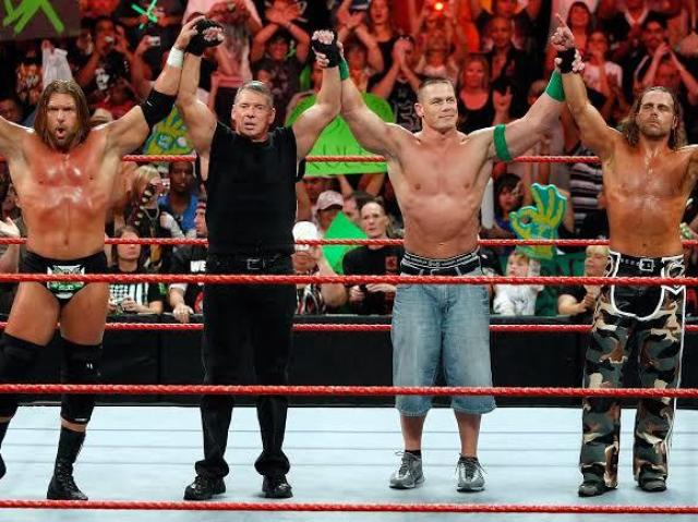 Triple H , Shawn Michaels , John Cena, Vince McMahon