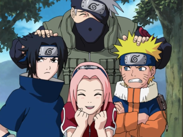 Equipe 7(naruto,sakuke,sakura e kakashi)