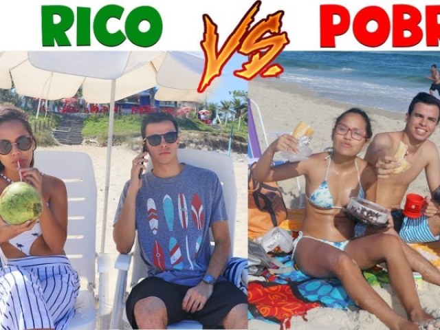 rico vs pobre na praia