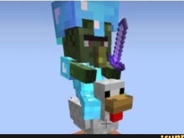 Baby zombie Villagers Full diamond em cima de uma galinha