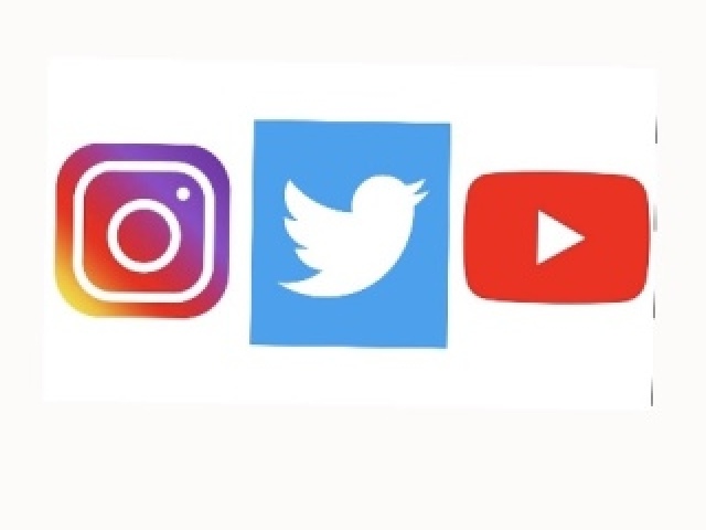 Instagram, Twitter, YouTube