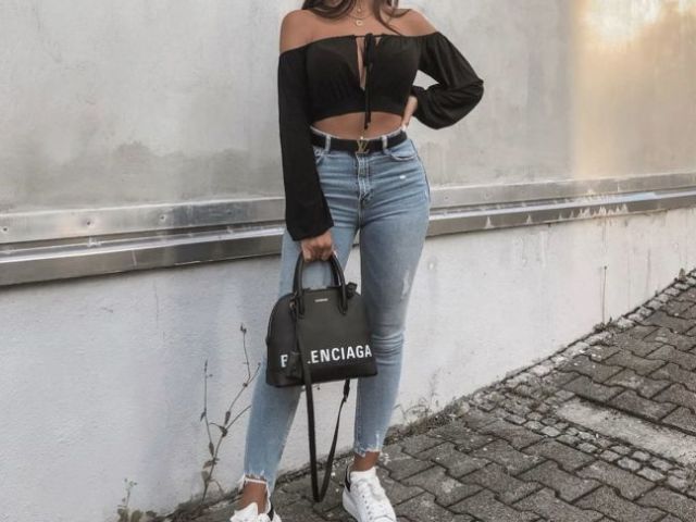 Cropped e calça/ Look tumblr