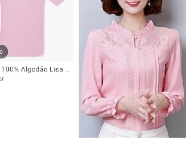 Blusa Rosa e calças brancas