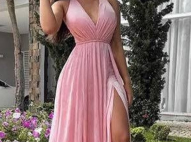 Vestido rosa simples