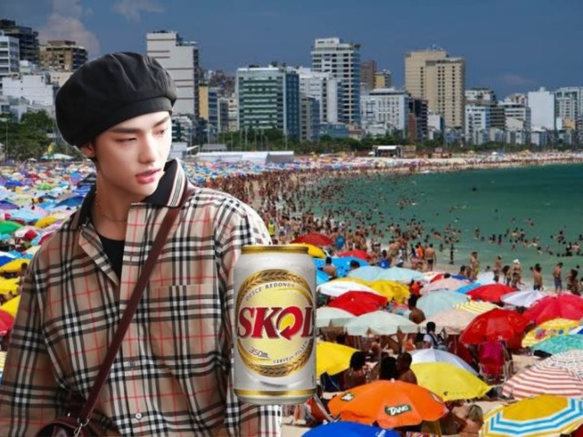 Praia e cerveja com Hyunjin