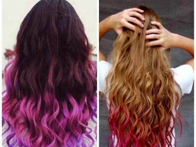 Com mechas ou pontas coloridas/luzes ou ombre hair