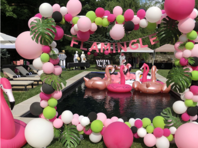 Festa na piscina tema flamingo