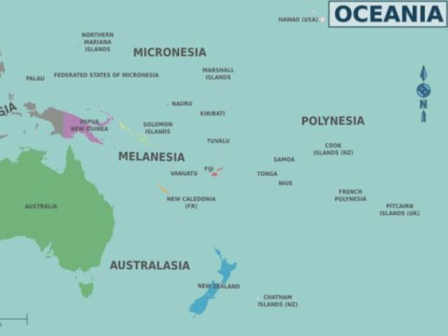 Nova Zelândia,Papua-Nova Guiné,Vanuatu e Tonga.