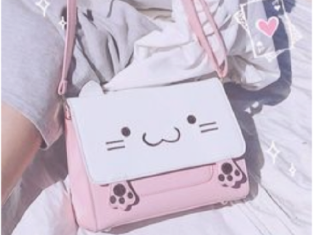 Bolsa rosa com branco com patas de gato