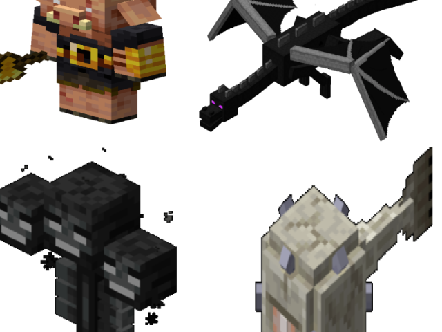 piglin brute,ender dragon,wither,guardian boss