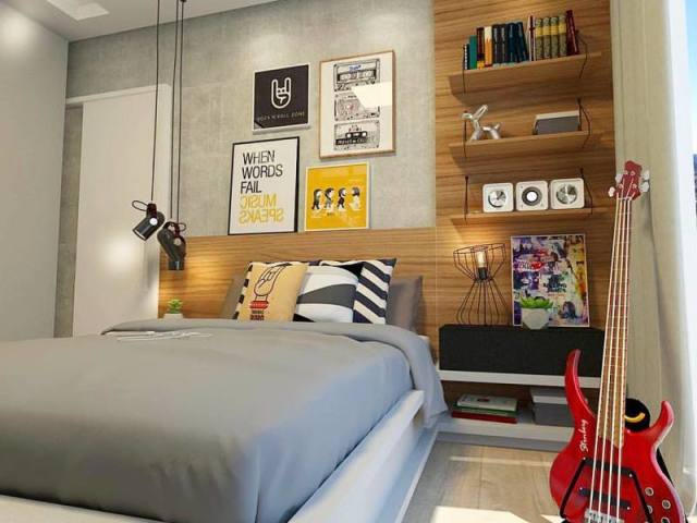 Quarto masculino adolescente amarelo