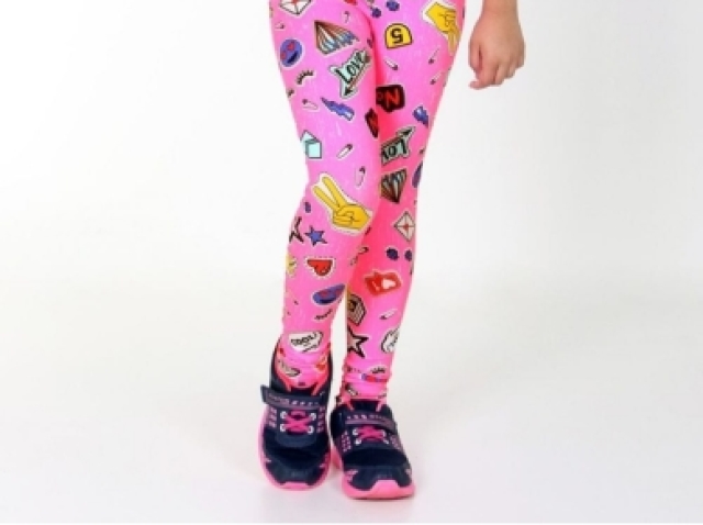 Calça legging rosa neon decorado