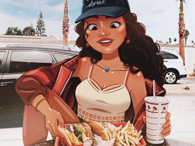 Moana comendo.