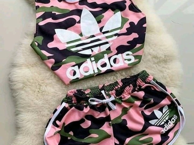 CONJUNTO ADIDAS TOP PINK E BERMUDA PINK.