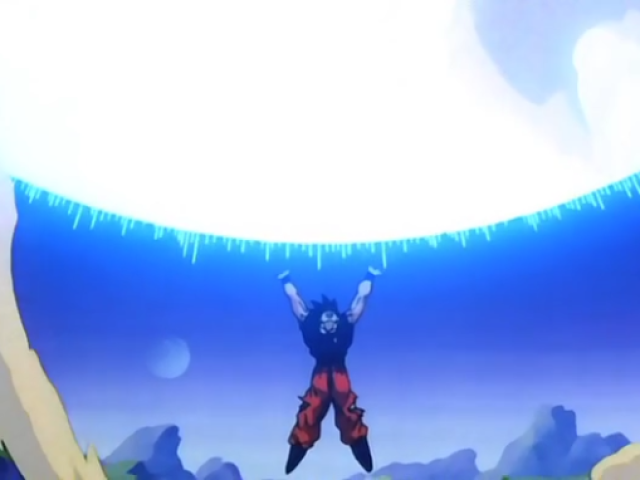 A Genki Dama do Goku formada com a ajuda de todo planeta.